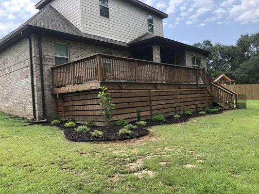 Landscaping with black mulch