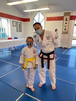 Gemma and Master Gavula after she earned her green stripe!