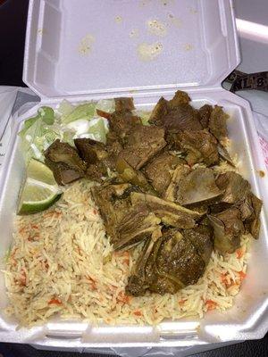 Goat with rice and salad