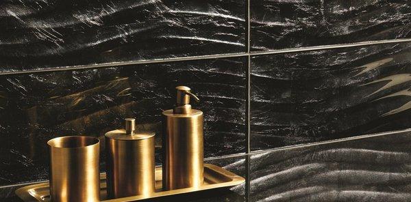 Textured backsplashes look rich