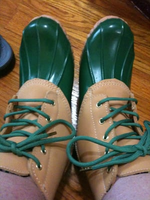 My new Kelly green rain boots for $24.99 (with $5 off coupon from Marty's website)