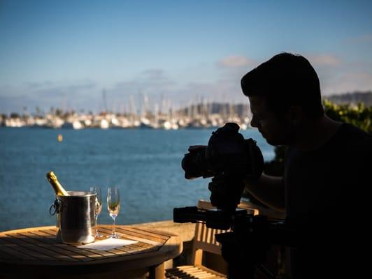 Setting up a shot on the camera slider for a local real estate film.