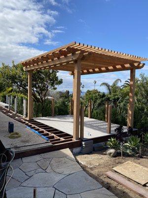 Pergola and trex deck