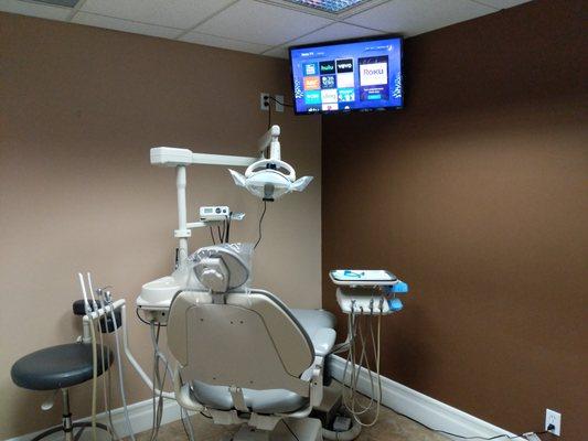 Each treatment room is outfitted with a TV for your viewing pleasure