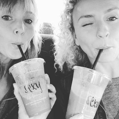 Owners Taryn and Ashley enjoying a "Sexy Mayan" smoothie on their Pilates retreat!