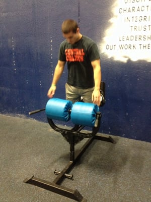 CLC RB Ryan Williams on the Glut Ham Raise machine.  Need strong hamstrings to be fast!