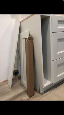 A pullout cabinet with no door to install.