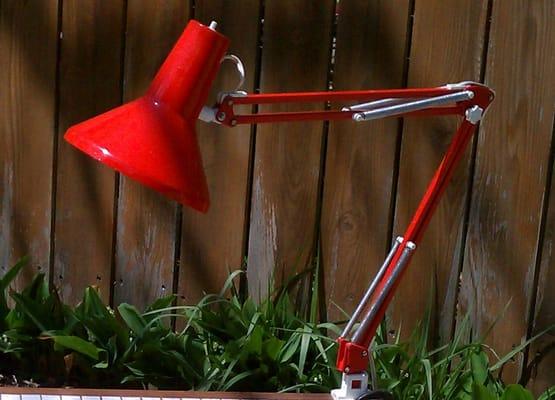 SOLD Hot orange danish drafting lamp.