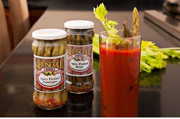 Bloody Mary with Boscoli Family Spicy Pickled Beans and Asparagus