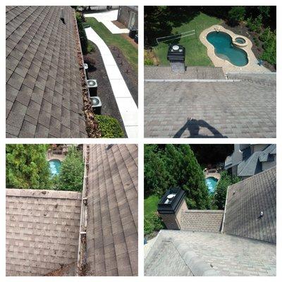 Before and after gutter clean