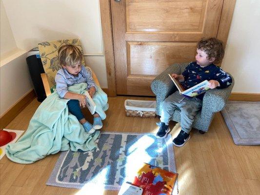 All of the classrooms have a quiet space to check out books!