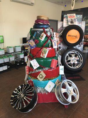 The tire Christmas tree.