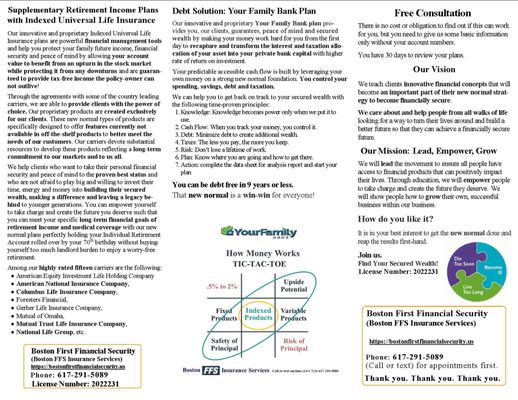 Boston FFS Insurance Services "Find Your Secured Wealth" take your personal financial security and peace of mind to the proven best status!