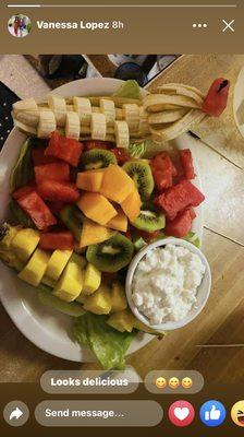 Fruit salad with cottage cheese