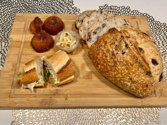 Using the leftover of my sandwich and the olive loaf for charcuterie when I got home