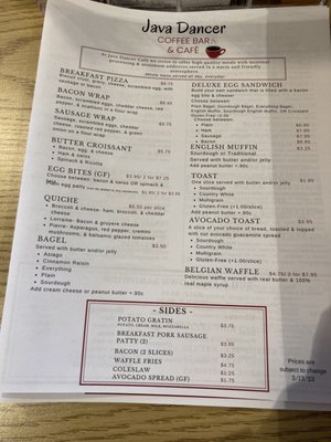 menu