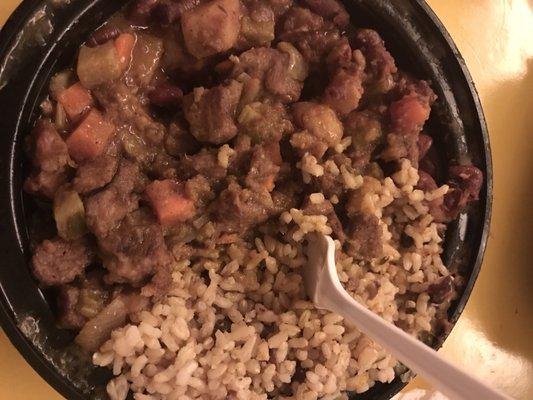 Ital stew, beans and brown bulgar.