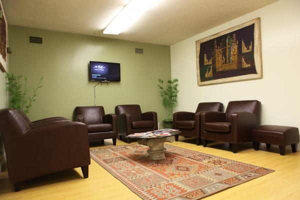 Our relaxing waiting room with relaxing music.