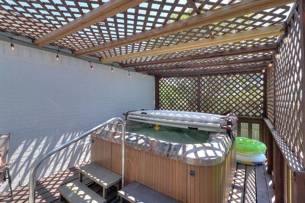 Relax in the jetted hot tub.