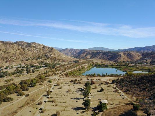 Drone shot of the eastern half of the property.