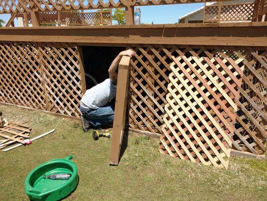 Our Handyman business consists of repairing decks, doors, and all kinds of issues.