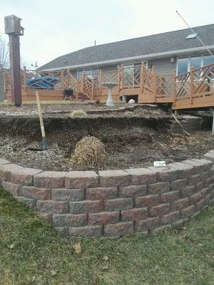 Before pic of old retaining wall area