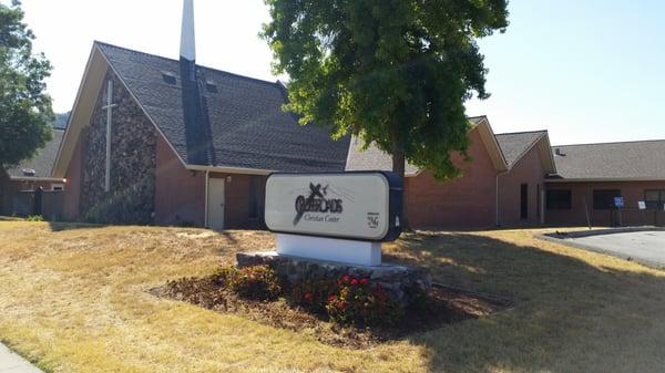 View of the front of the church from the street.