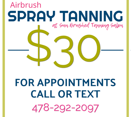 Make your spray tan appointment at Sun Brushed today!