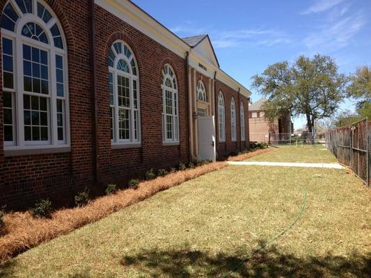 New sod and plants at FVSU Bishop Hall. PLM 478-951-4994