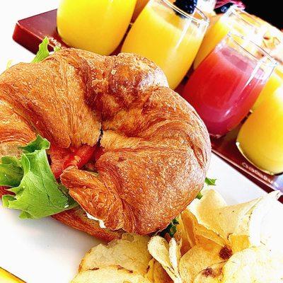 Chicken Salad Croissant and Mimosa Flight