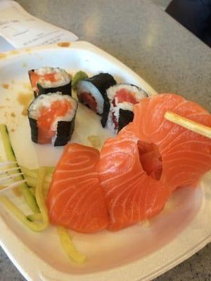 The most ugly sushi that is ever made. I spent $8.99 on it. I only ate the cucumber rolls.