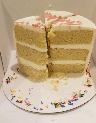 Everyone enjoyed every bite of this delicious buttery Paleo/Keto Vanilla cake!!