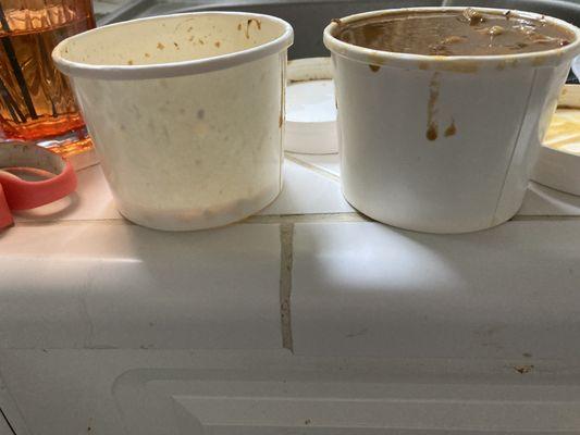 Left cup is a small gumbo.right cup is a large gumbo. Small $6, large$12