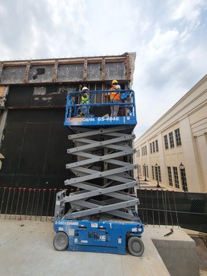 Demo metal framing & brick & steel beams