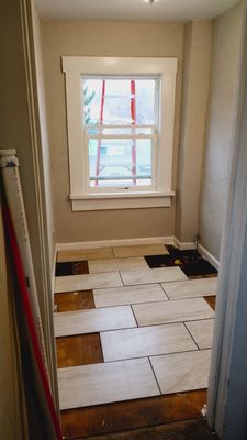 Start of tile floor