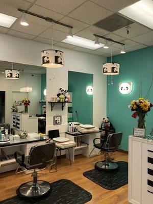 Recently updated, clean, bright & welcoming set up for your child's haircut experience