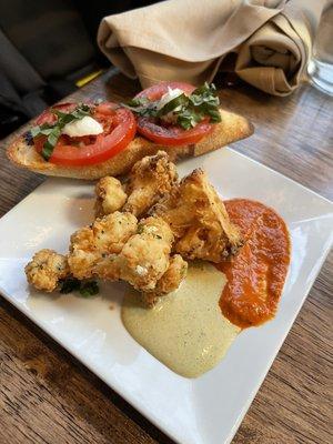 Bruschetta + fried cauliflower