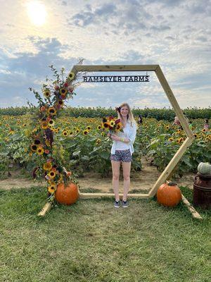 Photo opp after picking my flowers from the field!