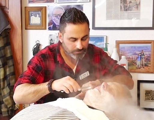 Straight Razor Shave with Steam