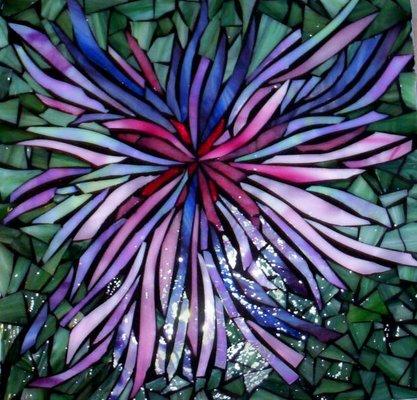 Stained glass Spider mum serving tray