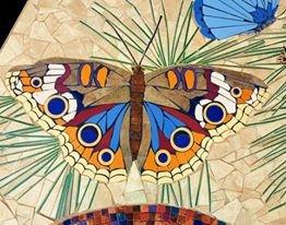 Close up of "Texas Butterfly" mosaic in Lost Pines Art Center