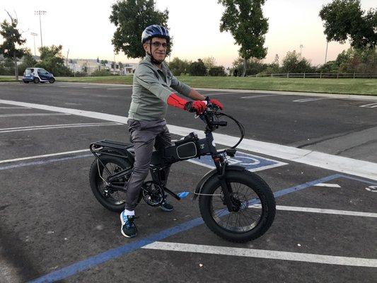 Me happy posing on the cool bike .