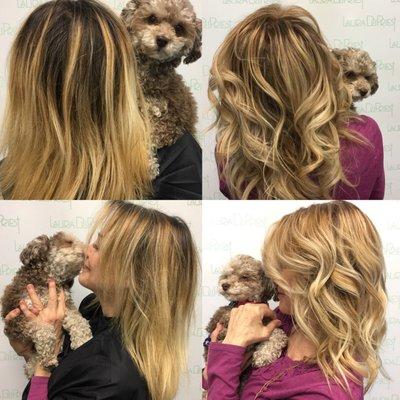 Doggie approved Balyage for Kristin.