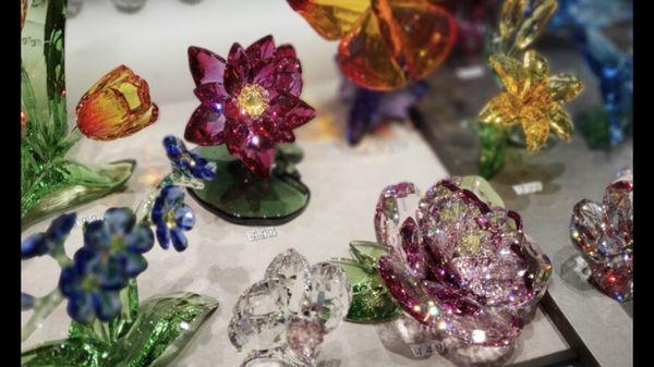 Different flowers in crystals. Colors are beautiful.