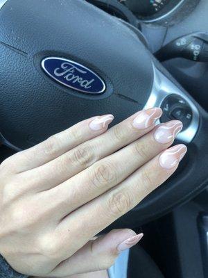 Acrylic French tip set with design