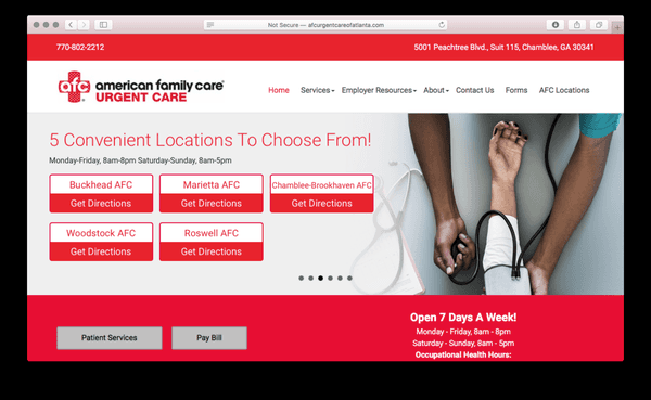 One of many websites designed by Get Viral! Marketing, LLC. www.AFTUrgentCareofAtlanta.com