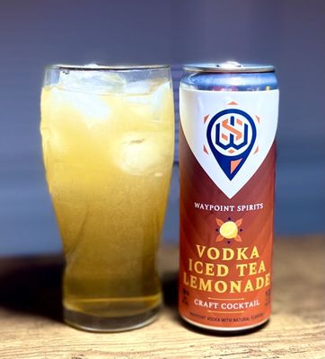 Vodka iced tea lemonade canned craft cocktail - available for purchase at the distillery, they also offer a mint lemonade cocktail