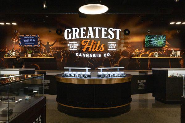 Greatest Hits Cannabis Dispensary Flower Display