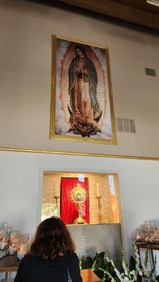 Indoor prayer room where candelas are allowed  La Virgen de Guadalupe