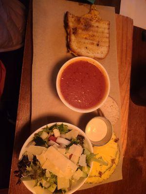 Tomato soup, grilled cheese and side salad